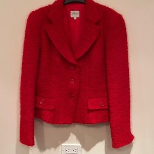 Armani Collezioni red boucle blazer. Size 14.